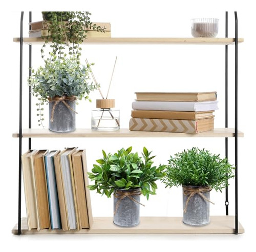 Paquete De 3 Mini Plantas Artificiales En Macetas Rústicas