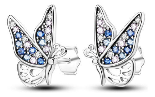 Aros Mariposa Y Circones Coloridos En Plata 925 Silver Heart