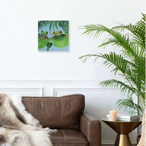 3drose Dpp__1 2 Ranas Árboles En Un Gran Reloj De Pared De H