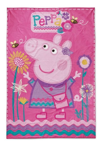 Frazada Piñata Flannel con diseño peppa pig spring de 220cm x 155cm