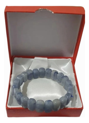   Pulsera Aventurina Azul Pastillas Facetadas Elastizada