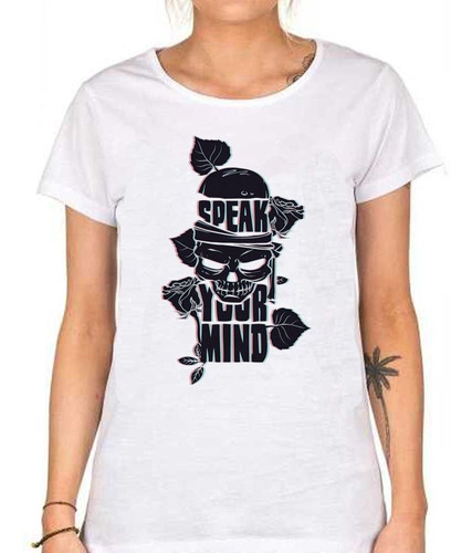 Remera De Mujer Calavera Speak Your Mind