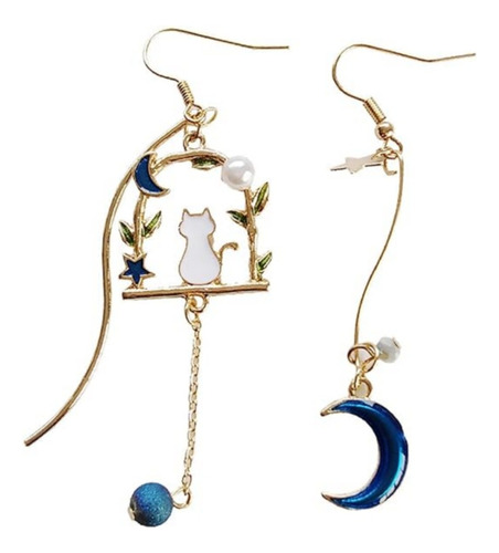 Aritos, Pendientes De Gatito Y Luna 