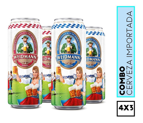 Promo 4x3 Cerveza 500ml Alemana Weidmann Rubia/negra