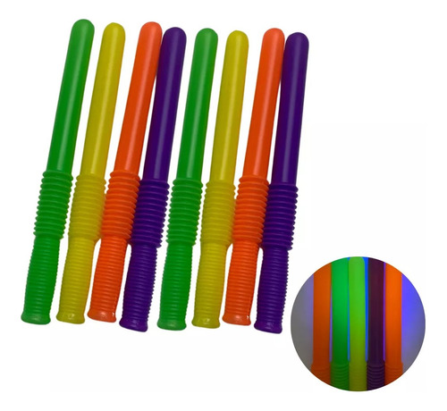 Combo X 4 Unidades Maraca Tonfa Cachiporra Policia Fluo