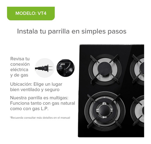 Parrilla Gas Lp Natural 4 Quemadores Avera Negro