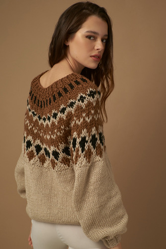 Sweater Yacanto, Sweater Tejido A Mano, Sweater Con Guardas