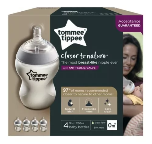 Set Biberones Recien Nacido Tommee Tippee Kit Mamilas Unisex Color Blanco  transparente CLOSER TO NATURE