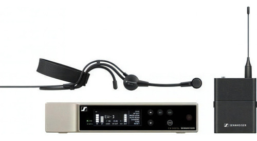 Sistema Microfone S/ Fio Sennheiser Ew-d Me3 Set R4-9 Conden Cor Preto