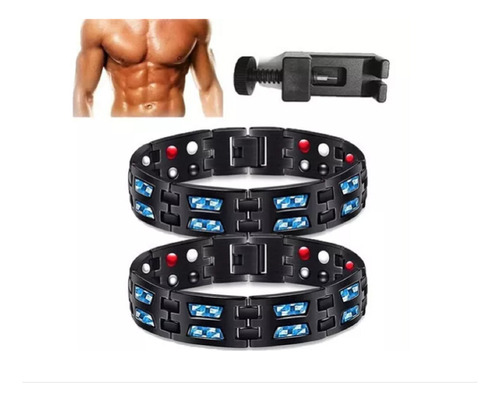 2x Pulseras Oferta Magnetico Fibra De Carbono Titanio