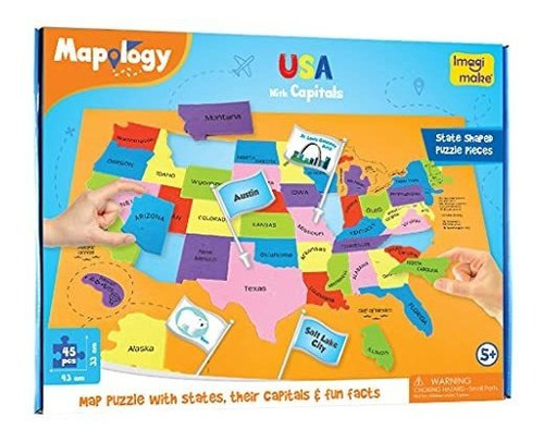 Imagimake Mapology Usa Con Capitales, Aprende Estados De Ee.