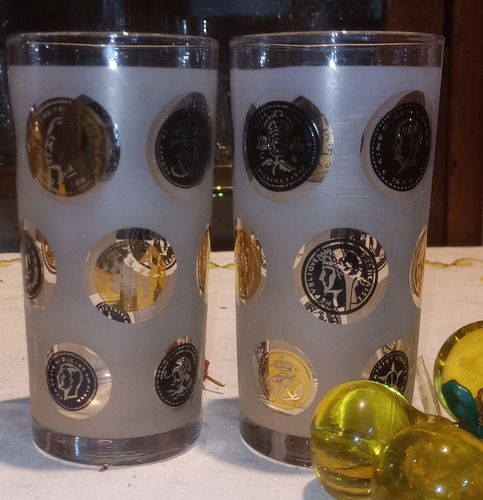 Antiguos 4 Vasos Vidrio Altisima Calidad Impecables N345 Miel (Usado)