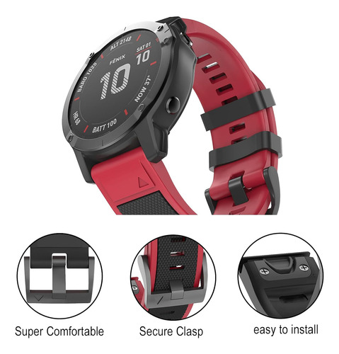 Compatible Con Fenix 5x Band, Correa Deportiva De Pulgadas (
