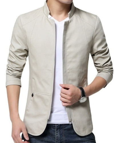 Chaqueta Blazer De Algodón Cuello Alto Para Hombre Casual