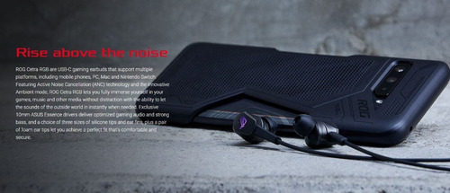 Imagen 6 de 10 de Auricular Gamer Asus Rog Cetra In-ear Noice Cancelling Usb-c