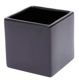 Cachepot De Cerâmica Basic Square Preto 07x06 Cm