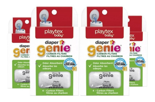 Filtros De Carbón Bote Playtex Diaper Genie 4 Pack 4 Pzs C/u