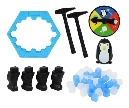 Kit Brinquedos Crocodilo Torre Caiu Perdeu Jogo Pinguim Gelo