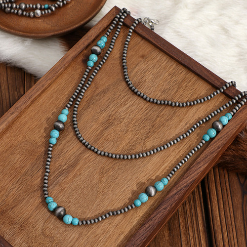 Collar Vintage De Perlas De Plástico Con Cadena De Clavícula