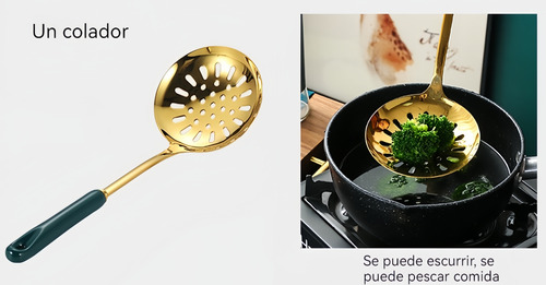 2pcs Cucharón Colador Dorado De Acero Inoxidable