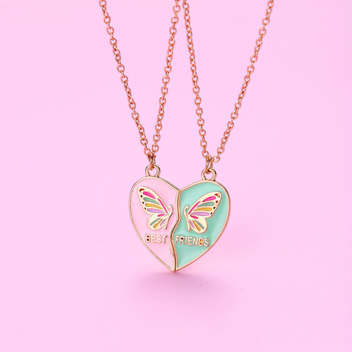 C 1 Par Collar Corazón Mariposa Niños Imanes Para Dos