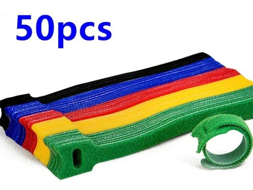 Imagen 1 de 6 de Cincho De Velcro Sujetador Pre Cortados 50pzs Multi Colores