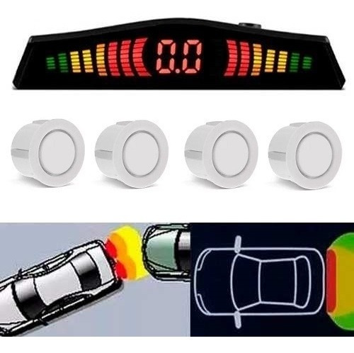 Sensor De Estacionamento Branco Meia Lua Display Led