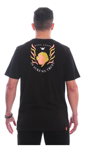 Imagen 5 de 8 de Polera De Hombre Manga Corta Hang Loose Negro