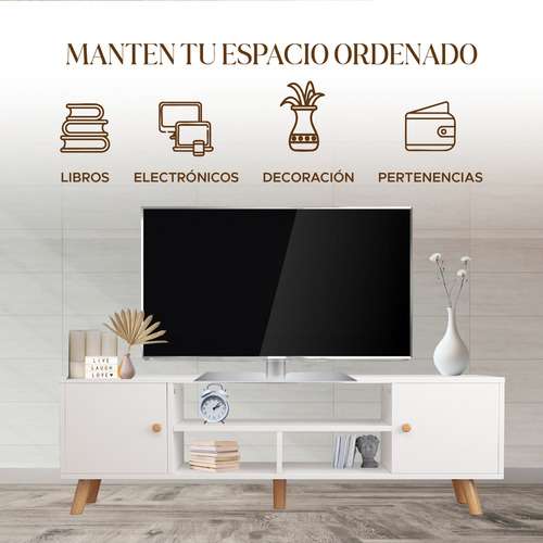 Repisa Mueble MPT01BE-B1 para Tv Centro de Entretenimiento Vintage Color Blanco