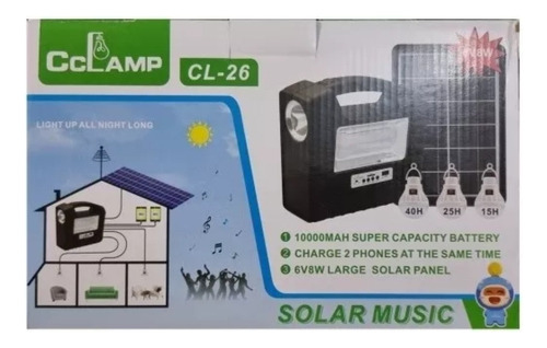 Kit Solar Camping Con Panel+ampolletas+radio+linterna Mod26