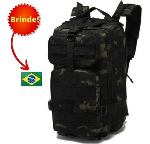 Mochila Militar Tática 40 Litros Grande Masculina E Feminina Cor Preto/verde Camuflado