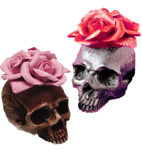 Fuerlun Molde De Resina De Calavera Rosa De Halloween De Sil