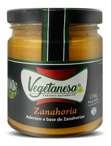 Aderezo A Base De Zanahoria Vegano Vegetanesa  Frasco 170gr