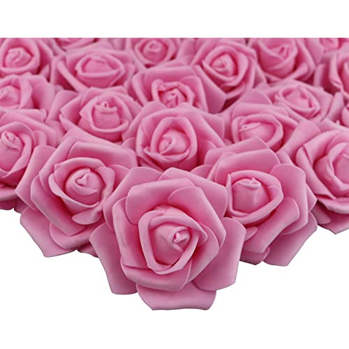 Rosas Artificiales Foam Realista Sin Tallo 76mm 100u Rosa Da