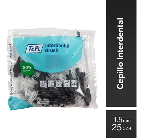 Cepillo Interdental Tepe #8 (1.5mm) Negro - 25 Piezas