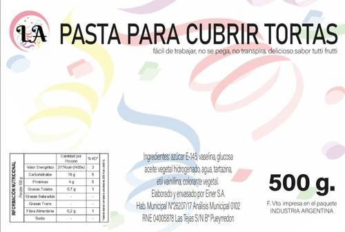 Imagen 1 de 3 de Pasta Cubretortas - Fondant X 500gr - Blanca/ Lauacu