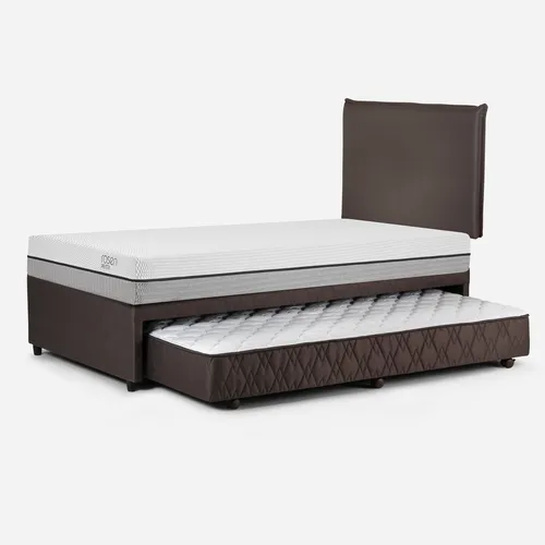 Diván Cama Pratta 1,5 Plazas + Respaldo Maurice Chocolate