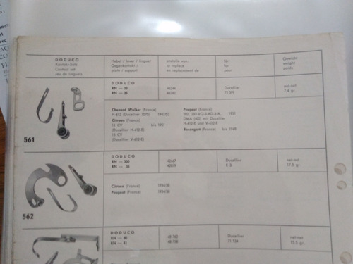 Platino Distribuidor Citroen 11cv Peugeot  Doduco  562 