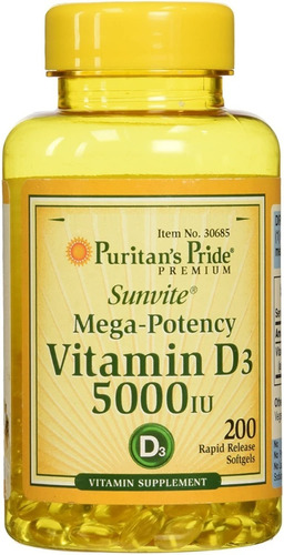 Suplemento Dietario Puritan's Pride Con Vitamina D3 5000, 20