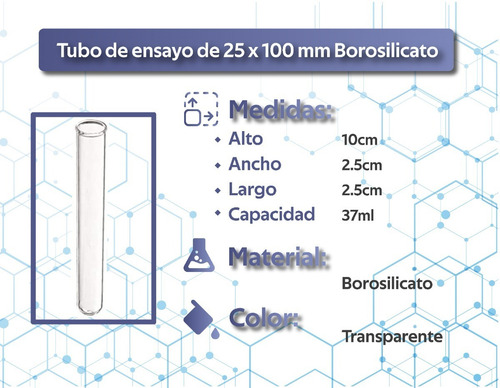 Tubos Ensayo Para Laboratorio 2pz De 37ml 25 X 100. Appcrom