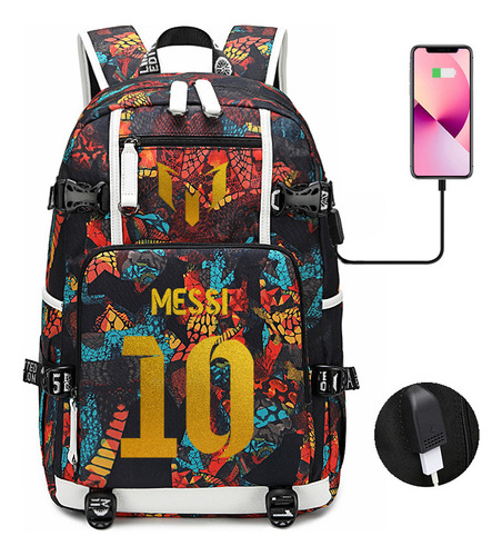 Mochila Escolar Transfronteriza Messi Luminosa, Mochila Neym Color 005 Diseño De La Tela 15*30*47