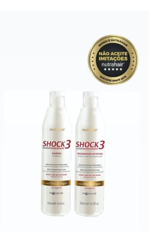Kit Shock3 Shampoo+regenerador 500ml Nutrahair
