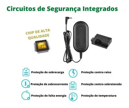 Imagem 6 de 6 de Fonte Ack-e18 Acke18 Adaptador Ac P/ Canon T6i T7i Sl2 E Sl3