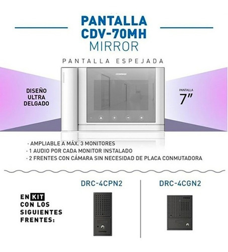 Imagen 3 de 9 de Portero Visor 2 Frentes - 2 Monitores 70mh Commax Espejados