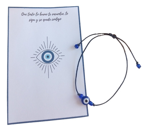 Pulsera Ojo Turco Azul Con Tarjeta Para Compartir 