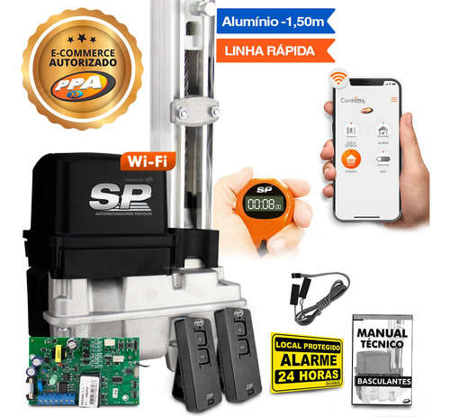 Kit Motor Ppa Bv Home Sp App Wifi 2 Control Portão 250kg 7s