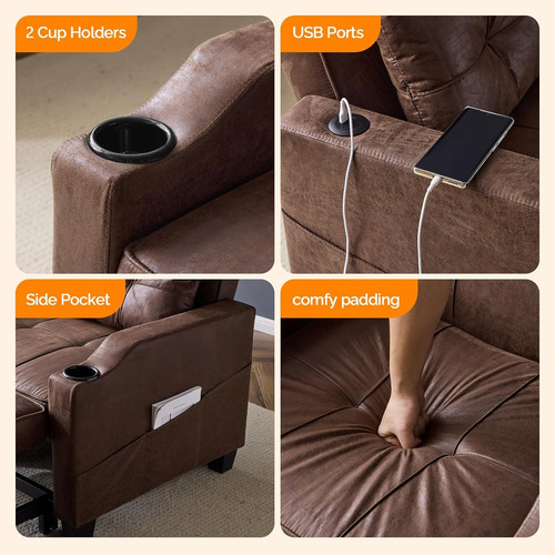 Sofa Cama Reclinable 3 En 1 Ajustable Puertos Usb Vingli
