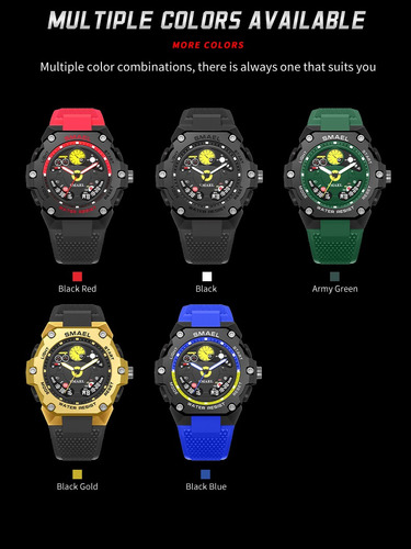 Reloj Digital De Cuarzo Smael 8092 Para Hombre, Genial, Con