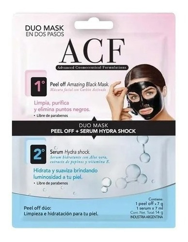 Acf Duo Mask Peel Off Serum + Hydra Shock Mascarilla Facial