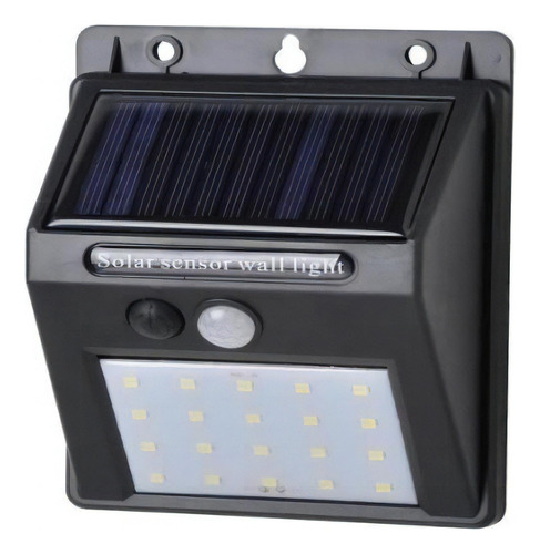 Foco Led Panel Solar Con Sensor 80 Lumenes Carcasa Negro Luz Blanco Frío